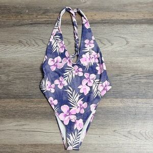 Tropical Floral One-Piece Swimsuit in Purple and Pink